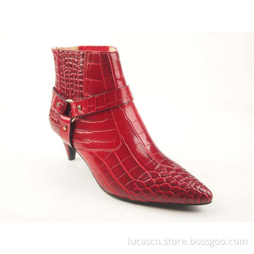 Ladies Kitten Heel Boots Upper Buckle Pumps